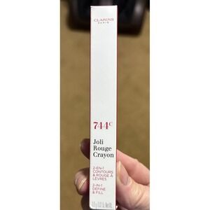 Clarins Joli Rouge Lip Crayon 2 in 1 Define & Fill 744c PLUM Sharpener, Matte